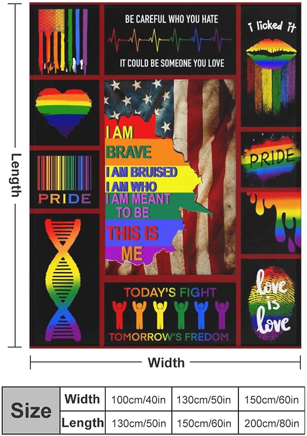 Lgbt Gay Pride Rainbow Throws Blanket/ Pride Love Is Love Blanket/ I Lick It Blanket/ Lgbt Gift