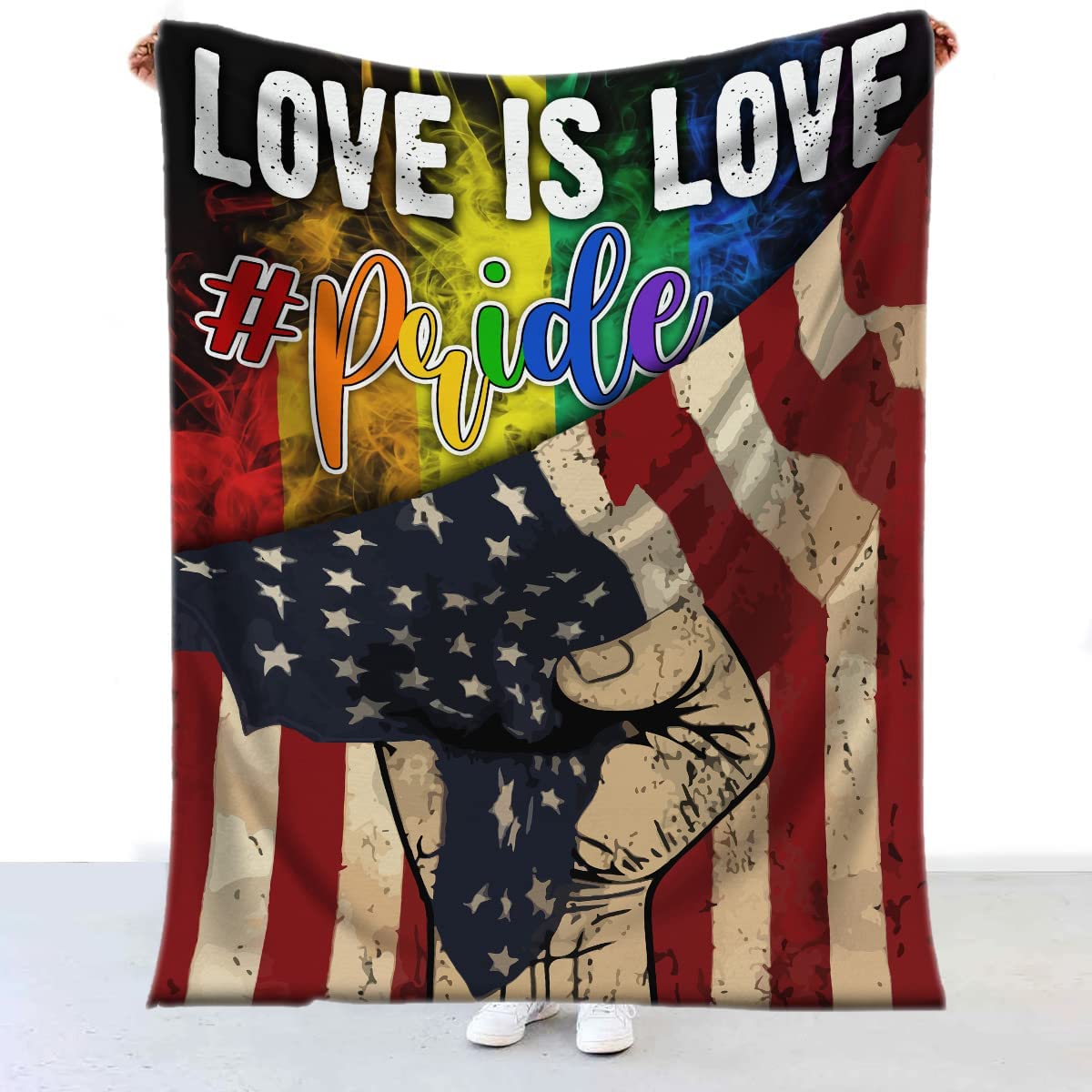 Lgbt Gay Pride Blanket Strong Hand Rainbow/ Lesbian Gay Transgender Bisexual Blanket Lgbtq Blanket