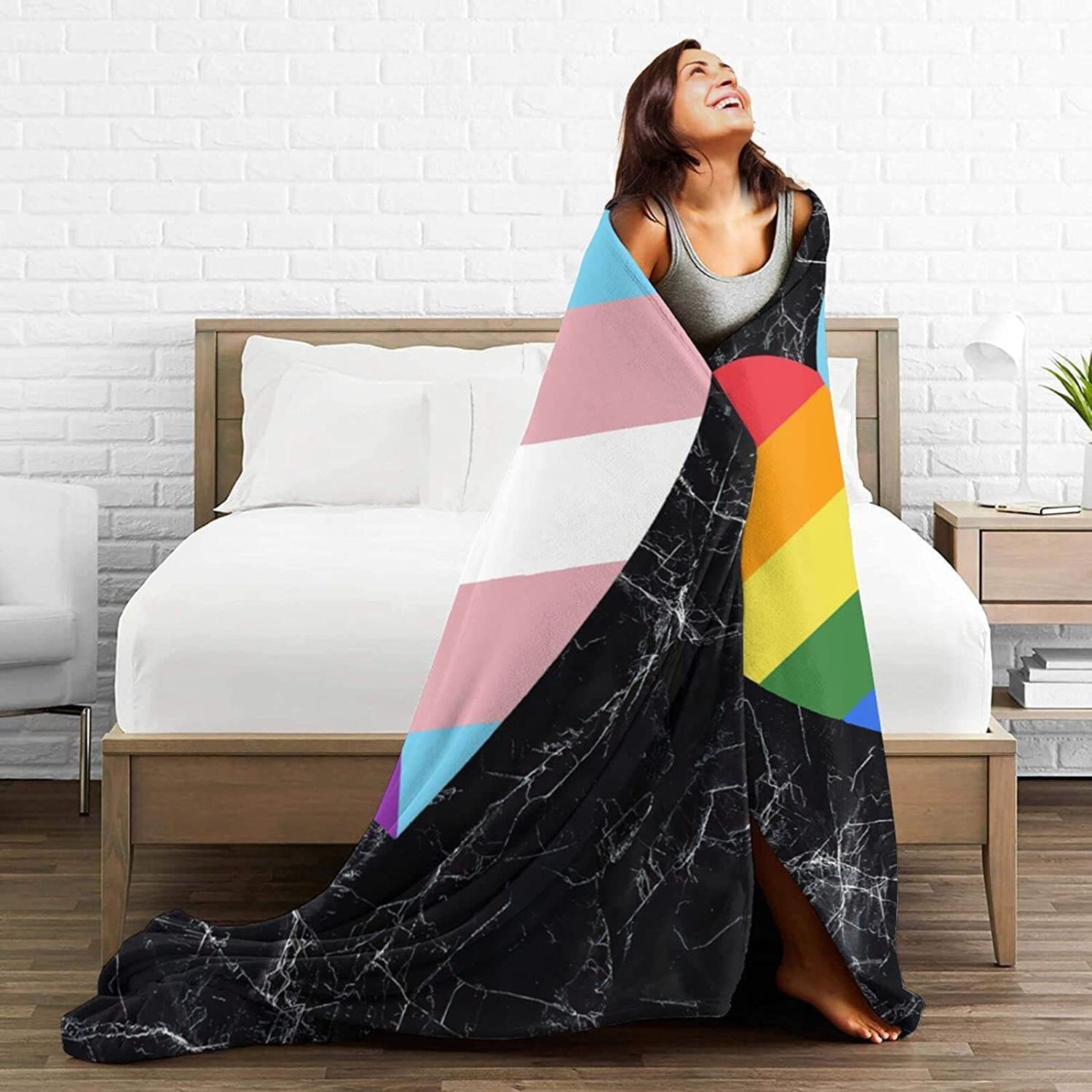 Lgbt Rainbow And Transgender Pride Heart Blankets/ Blanket Gift For Ally Pride/ Gay Blanket/ Trans Gift