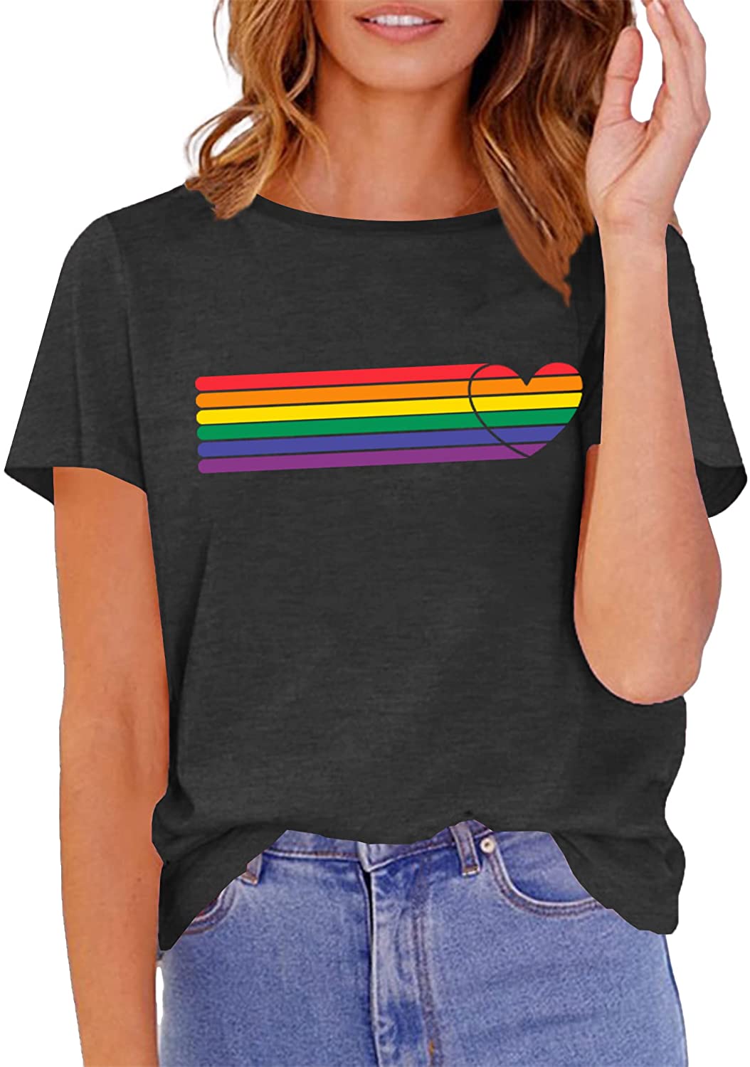 Pride Shirts Women Rainbows Heart Shirts Lesbian Gifts T-Shirt Pride Clothes