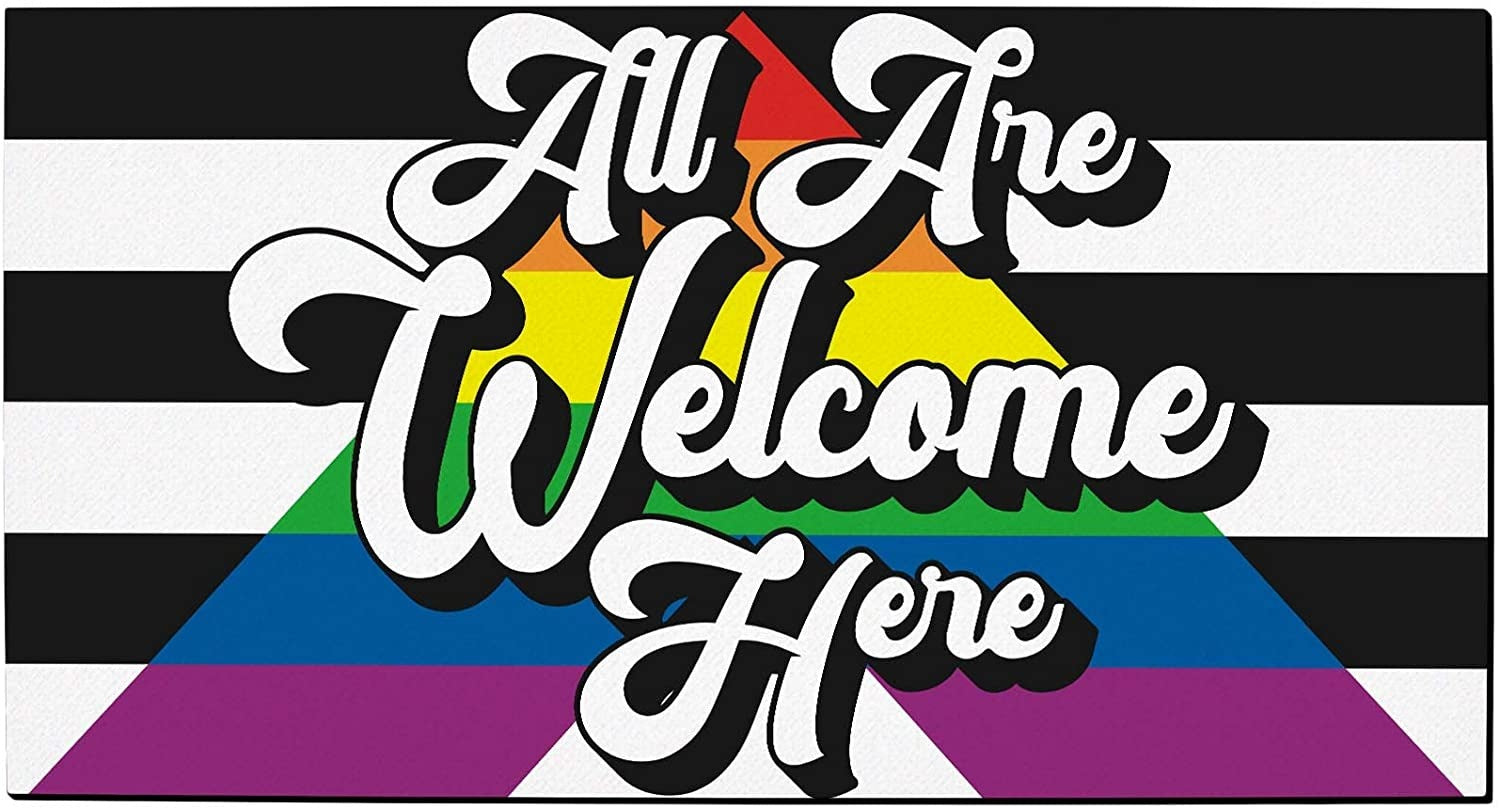 Straight Ally Pride Doormat All Are Welcome Here Straight Ally Gifts Decorative Doormat Straightally
