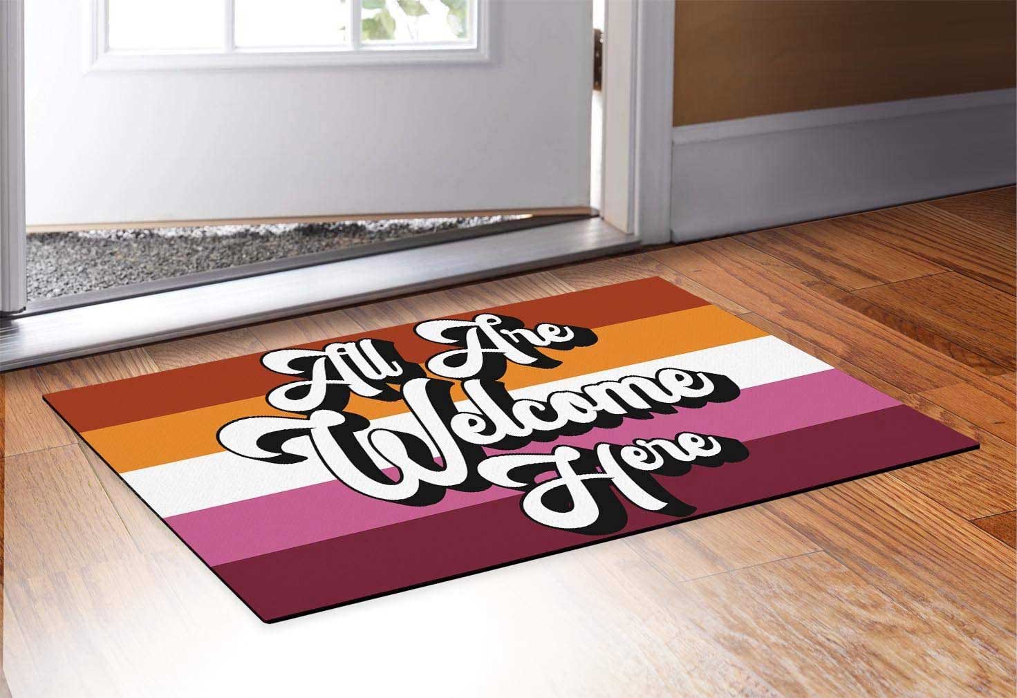 Lesbian Pride Doormat All Are Welcome Here Lesbian Gifts Decorative Doormat Lesbian