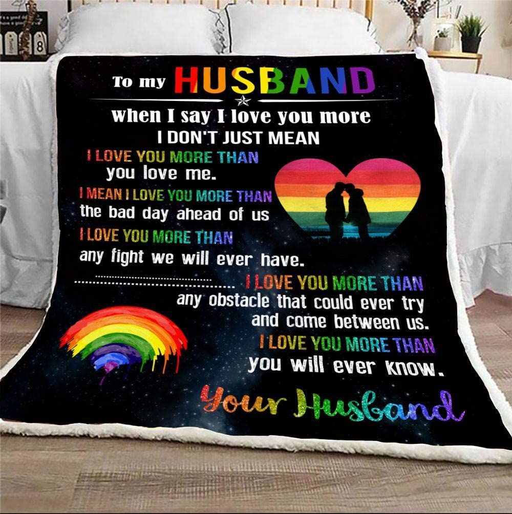 To My Husband Gay Pride Blanket/ Couple Lgbtq Valentines Gifts Anniversary Wedding Lgbt Month