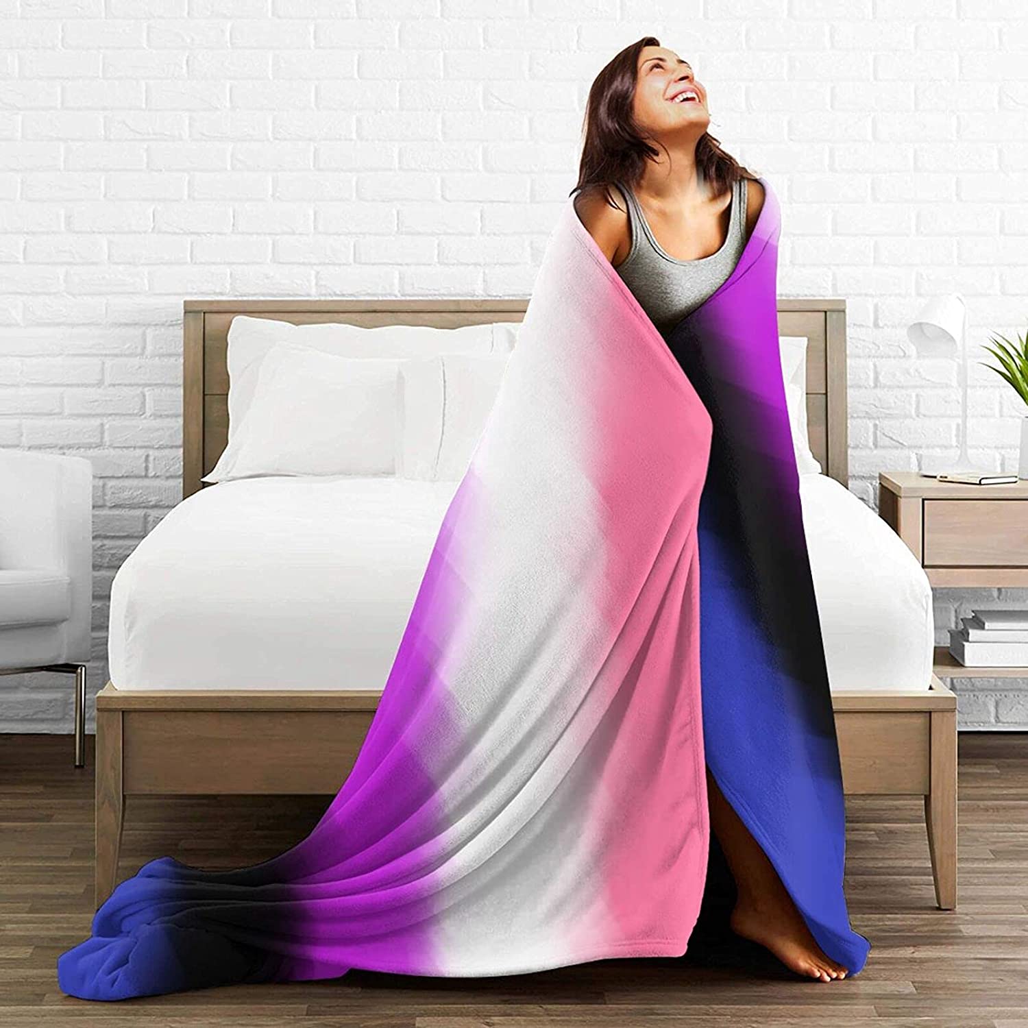 Genderfluid Pride Flannel Fleece Throw Blankets For Bed Sofa Living Room Soft Blanket