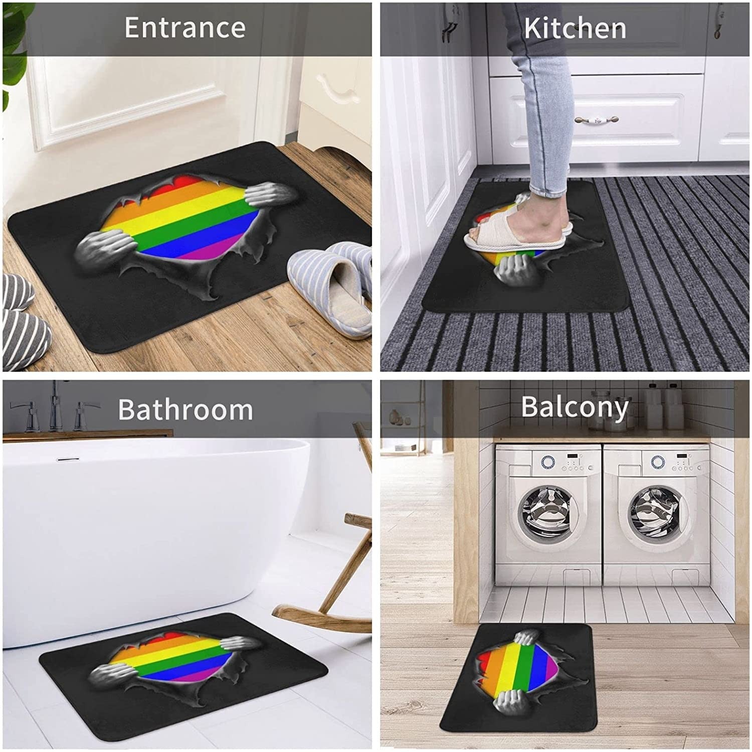 Gay Pride Rainbow Door Mat Durable Doormat Outdoor Indoor Entrance Lgbtq Mat