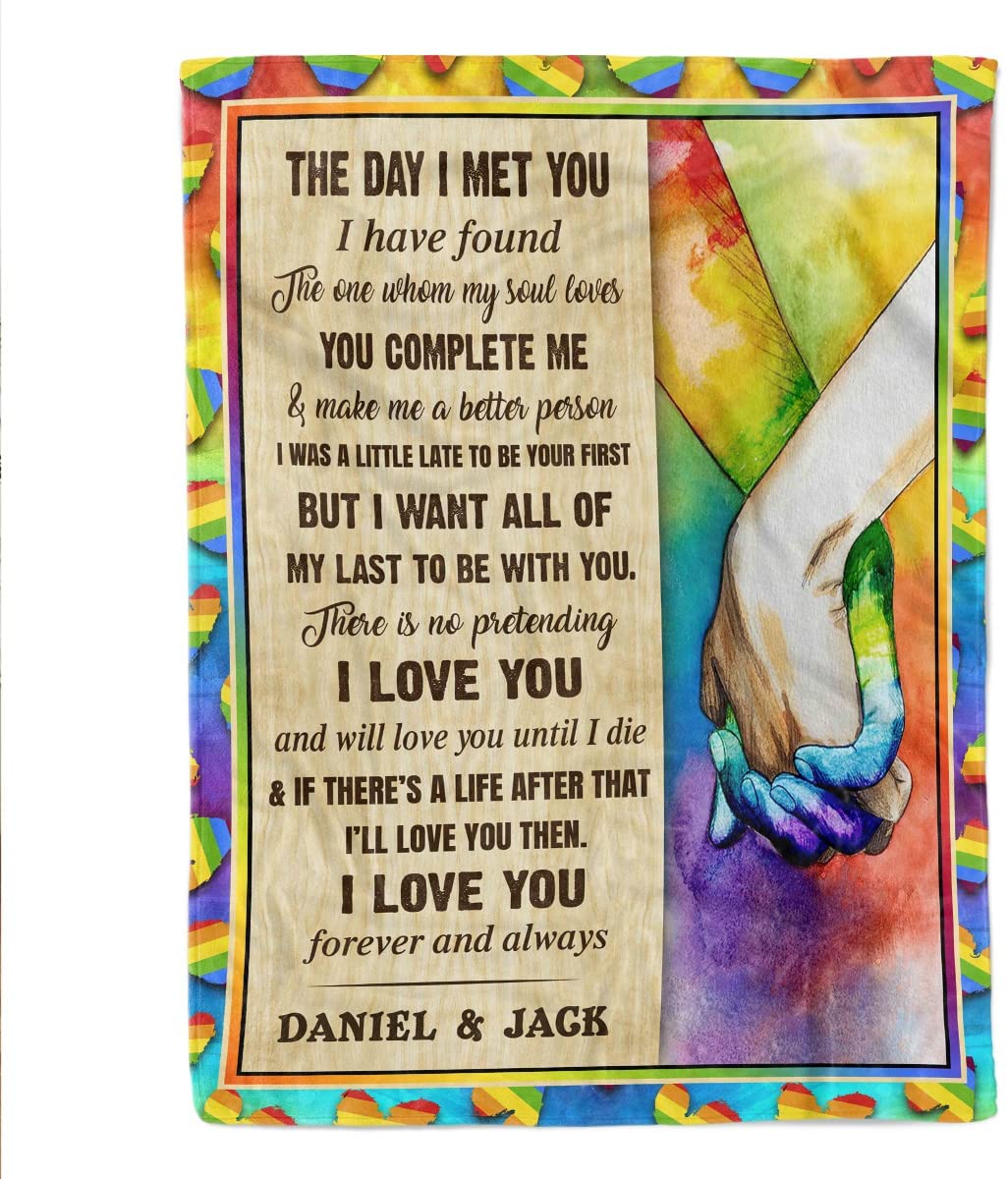 Personalized Gay Pride Blanket With Couple