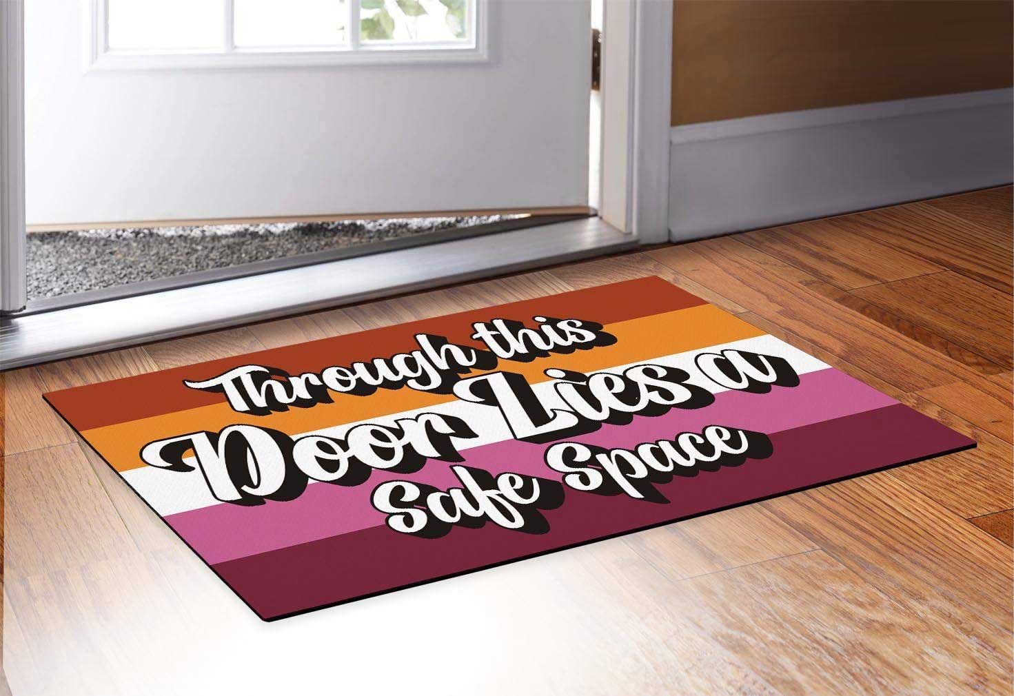 Lesbian Pride Mat Lesbian Doormat Through This Door Lies A Safe Space Lesbian Gifts Decorative Doormat Lesbian