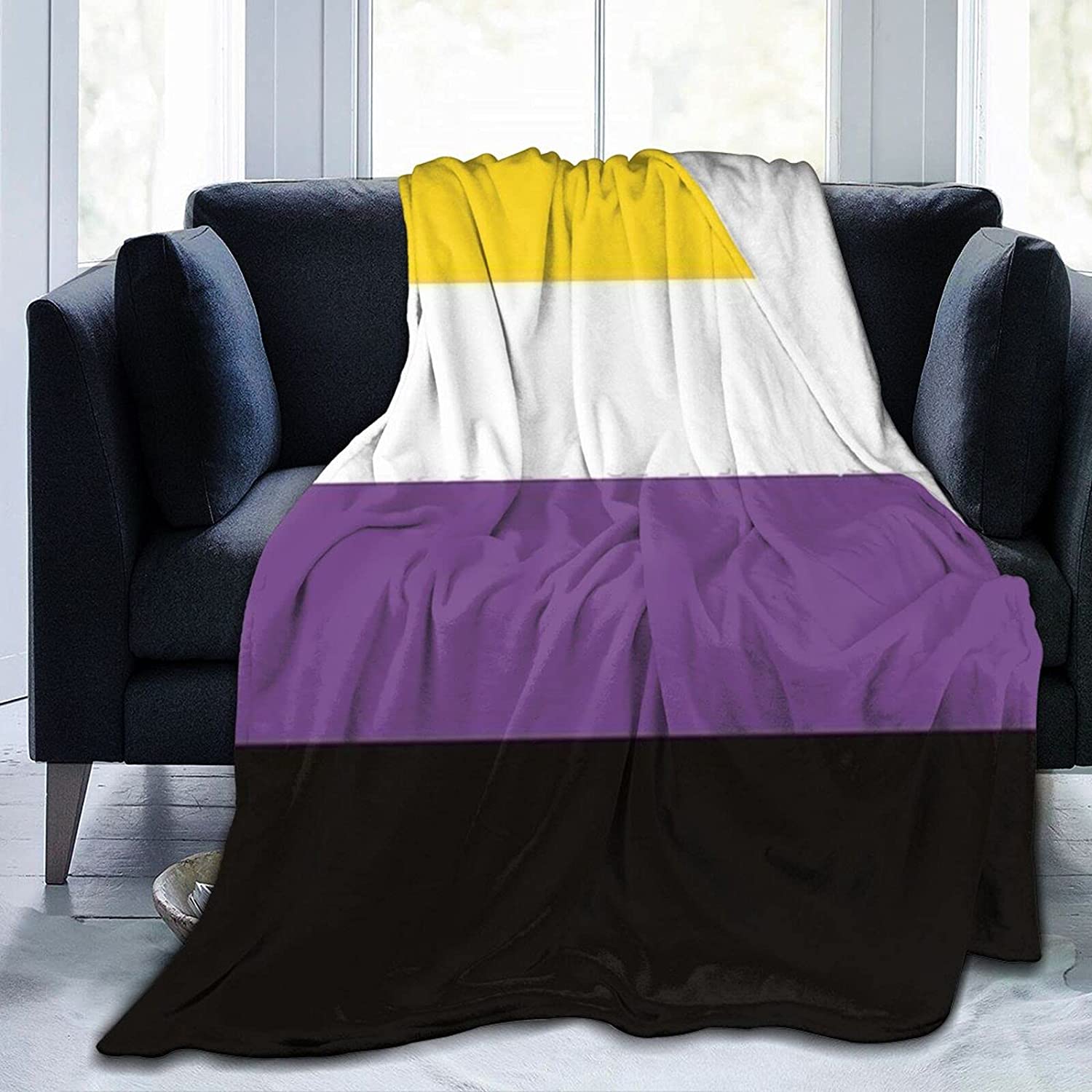 Non Binary Pride Flag Flannel Fleece Throw Blankets For Bed Sofa Living Room Soft Blanket For Non Binary