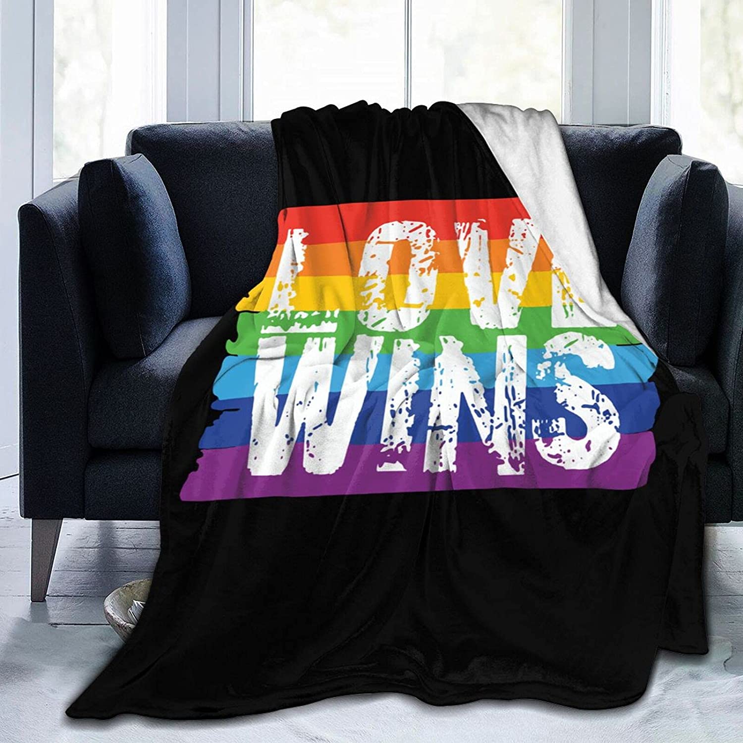 Lgbt Gay Pride Love Wins Flannel Fleece Throw Blankets For Bed Sofa Living Room Soft Blanket For Lesbian