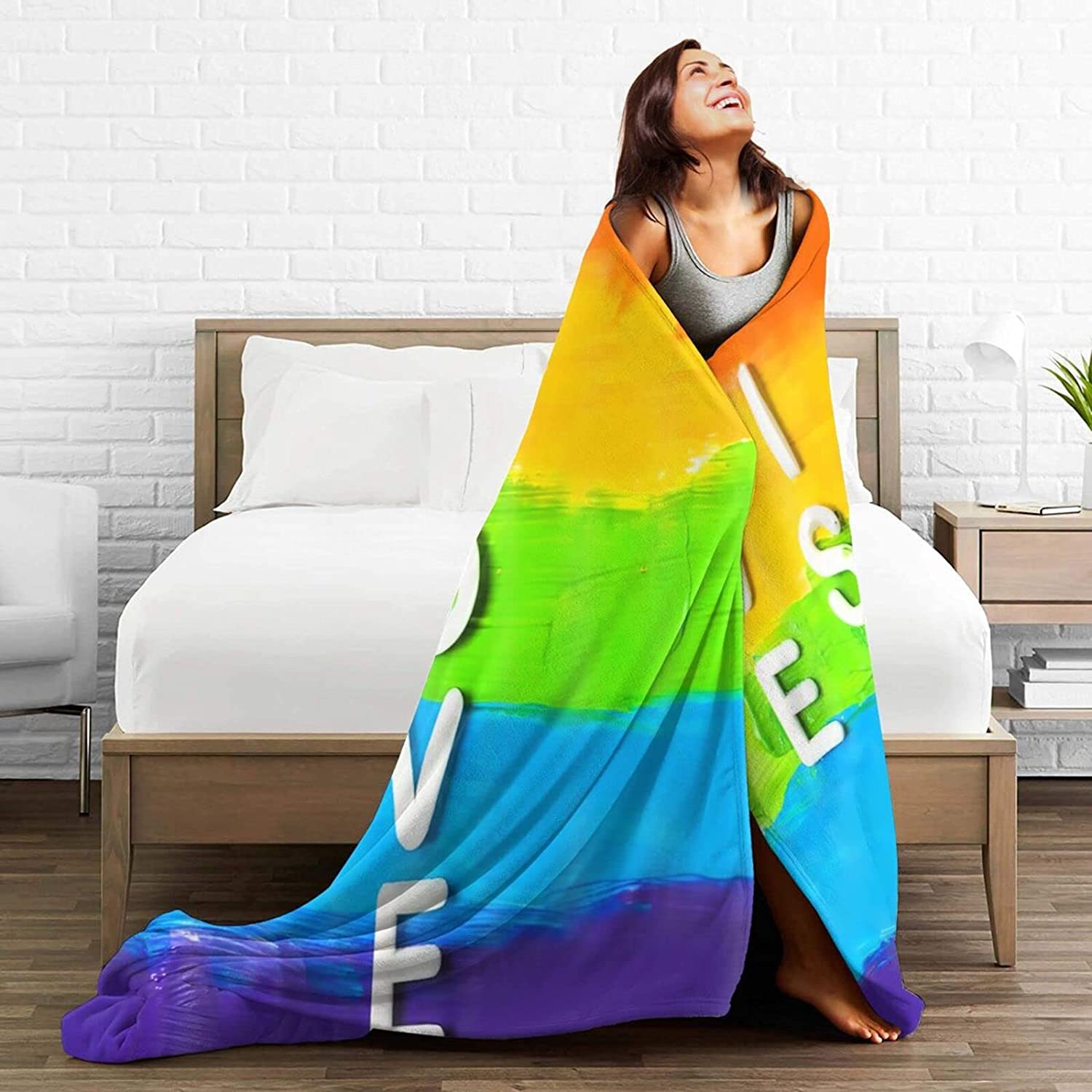 Rainbow Pride Blanket Lgbt Gay Pride Flag Rainbow Colors Stripe Throw Blanket Super Soft Warm/ Pride Blanket