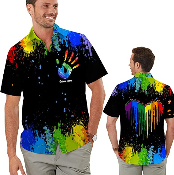 Personalized Rainbow Paint Color Lgbt Men Aloha Hawaiian Gay Lesbian Bisexual Transgender Shirt For Lgbtq In Pride Month