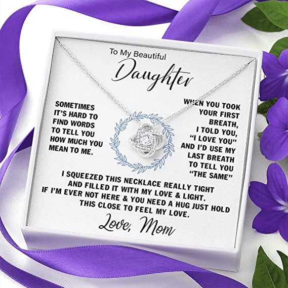 To My Beautiful Daughter Love Knot Necklace/ Gift For Daughter From Mom/ Necklace For Daughters