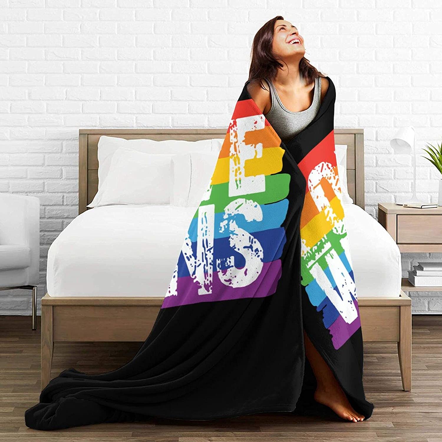 Lgbt Gay Pride Love Wins Flannel Fleece Throw Blankets For Bed Sofa Living Room Soft Blanket For Lesbian