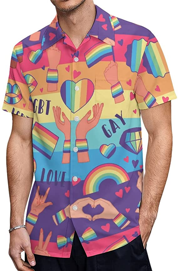 Gay Pride Hawaiian Shirt/ Gay Hawaiian Shirt/ Gift For Gay Man. Gift For Couple Gaymer