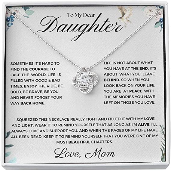 To My Daughter Love Knot Necklace/ Jewelry For Daughters/  Gift For Daughter From Mom
