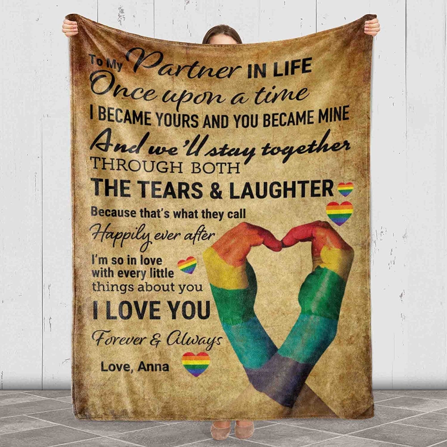 Personalized To My Partner In Life Blankets/ Once Upon A Time Pride Blanket/ Gift For Couple Gay Man/ Lesbian Gift