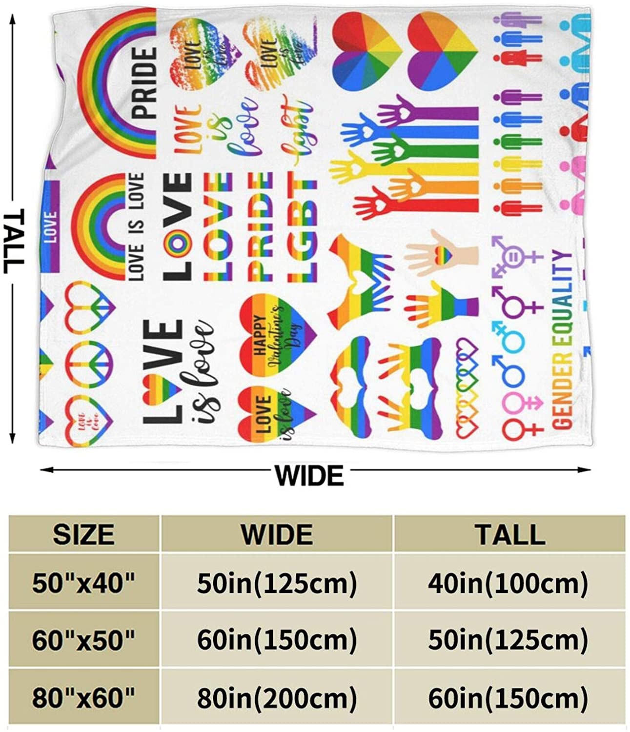 LGBT Gay Pride Rainbow Flag Blanket for Kids Adults Women/Soft Fleece Throw Blanket for couple gay man