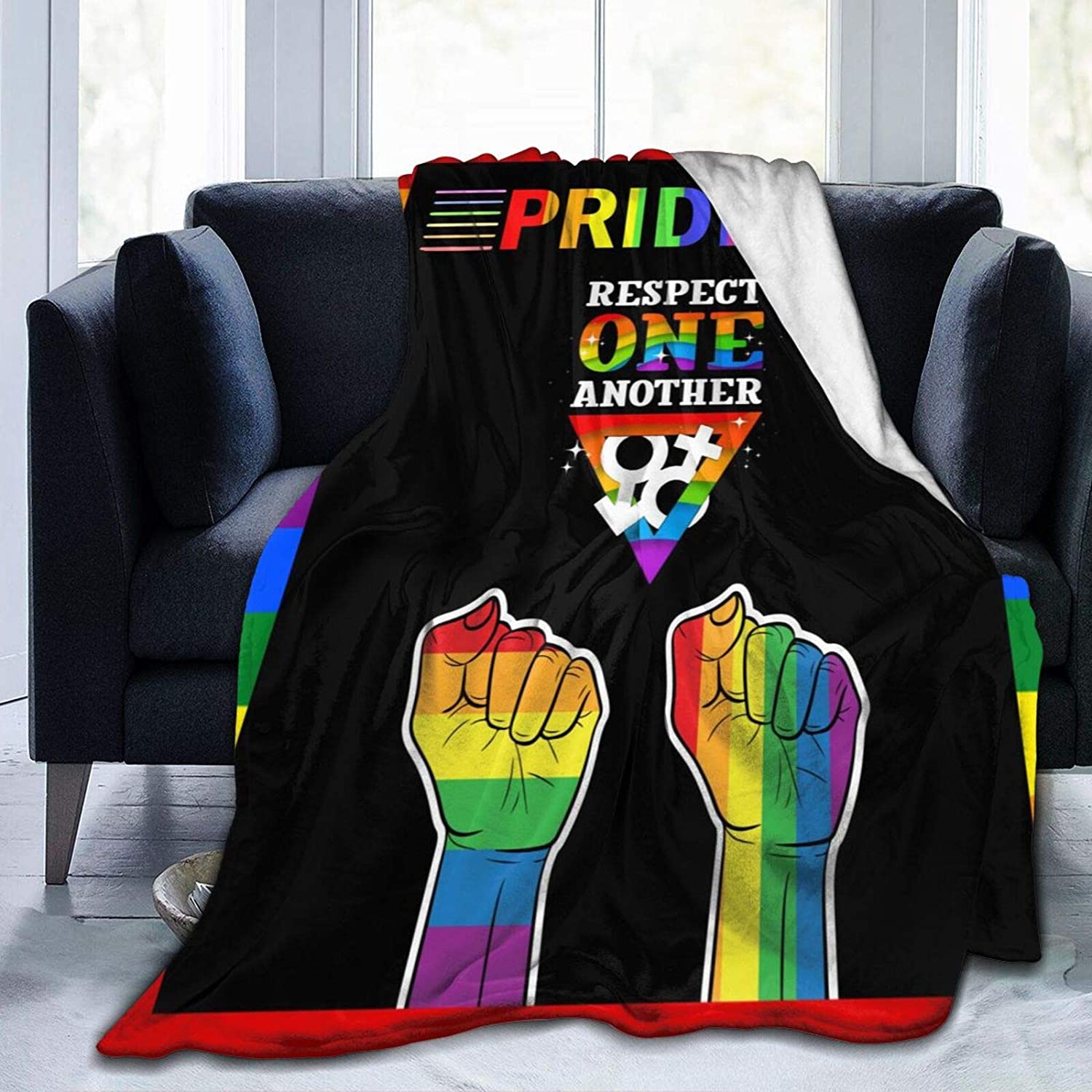 Lgbt Blanket For Lesbian/ Gaymer/ Respect One Another Rainbow Color Blanket For Lgbt/ Pride Gifts