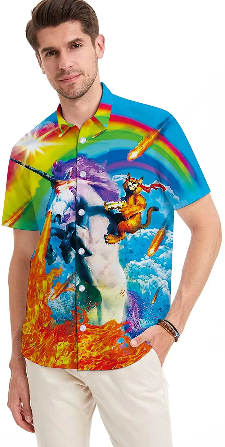 Rainbow Pride Hawaiian Shirt For Lgbtq/ Hawaiian Summer Aloha Beach Shirts For Holiday