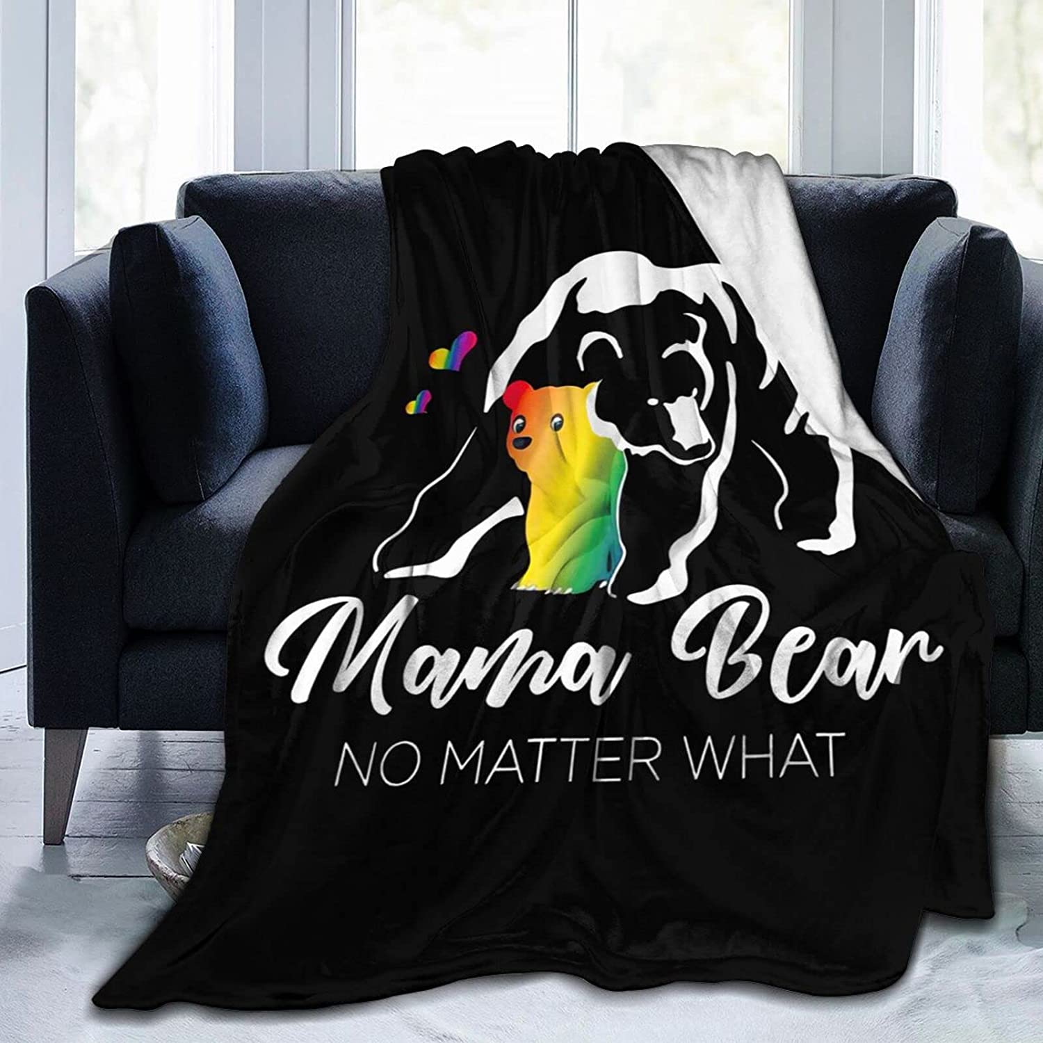 Mom Pride Mama Bear Blankets/ Throw Pride Blanket Soft Flannel Proud Mom No Matter What Lgbtq Blankets