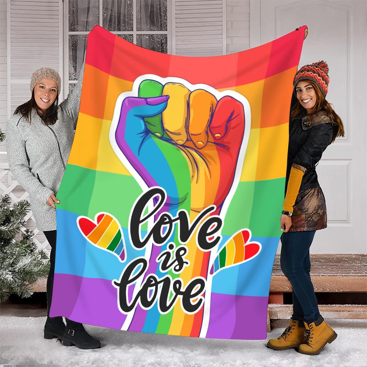 Rainbow Hand Lgbt Gay Pride Blanket Love Is Love Lesbian Gay Transgender Bisexual Blanket/ Pride Blanket