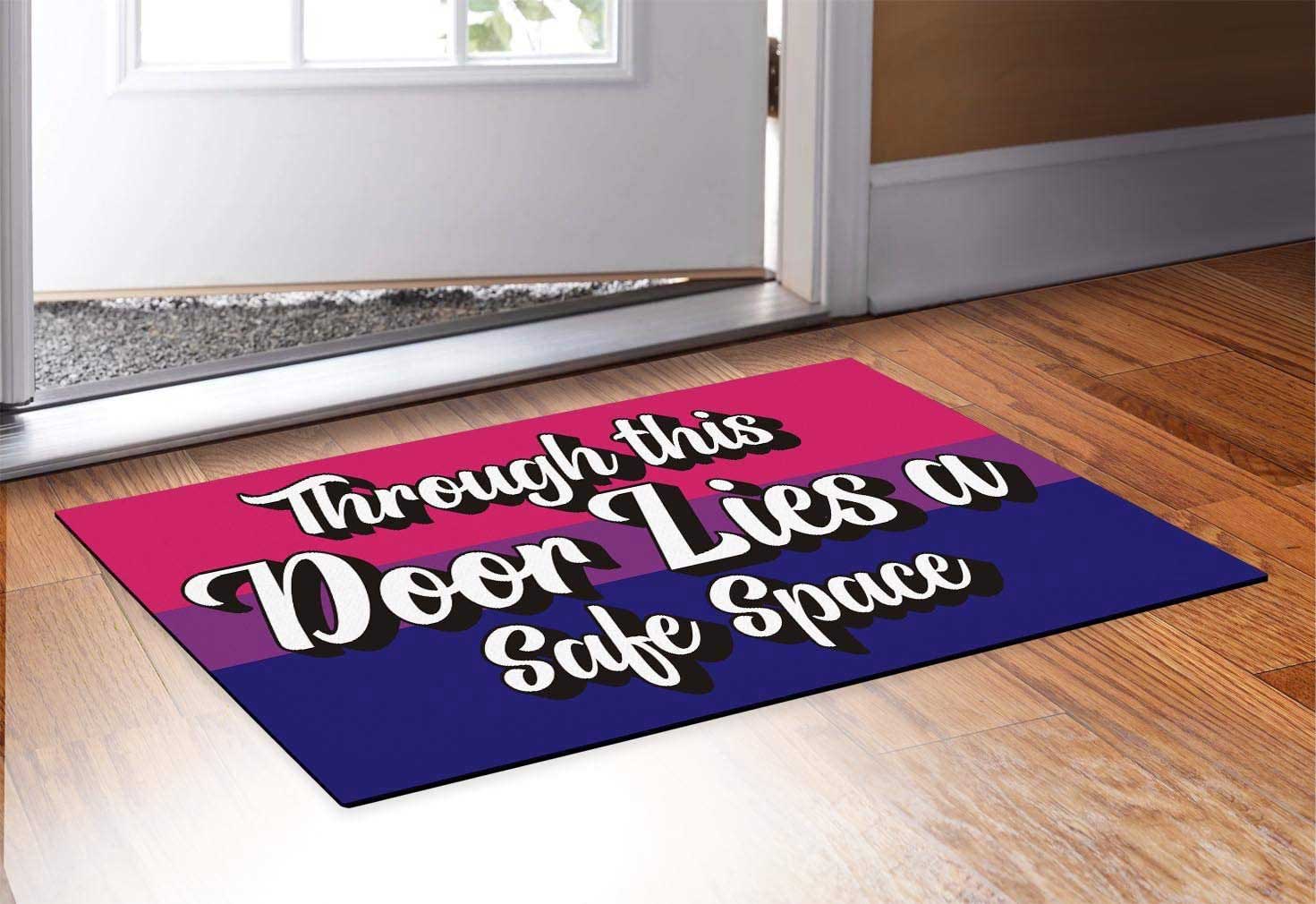 Bi Pride Bisexual Doormat Through This Door Lies A Safe Space Bi Gifts Decorative Doormat Bi