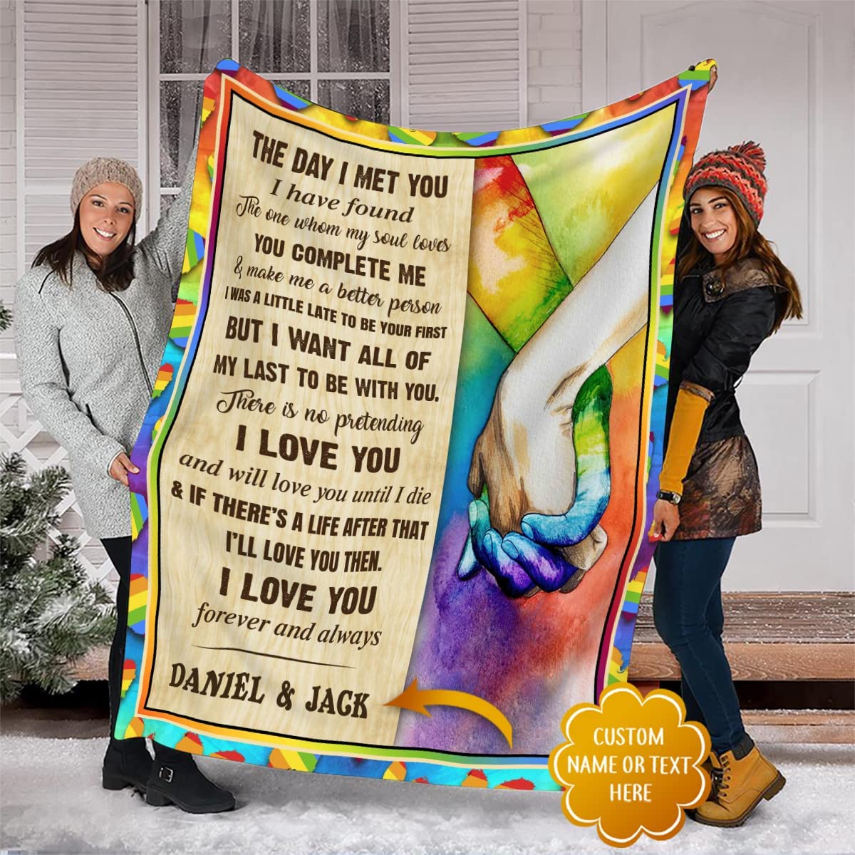 Personalized Gay Pride Blanket With Couple''S Name The Day I Met You Pride Rainbow Blanket For Couple Gay Man