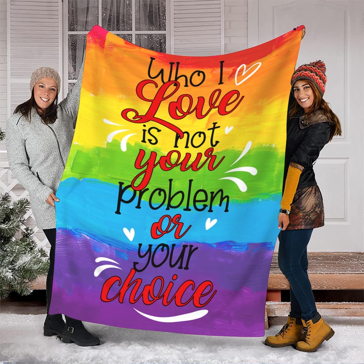 Pride Rainbow Blanket Who I Love Is Not Your Problem/ Lgbt Gay Pride Blanket Lesbian Gay Transgender Blanket