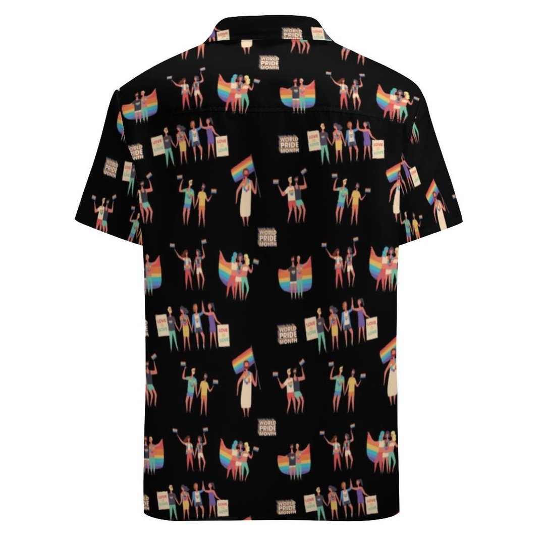 Love Is Love Lgbt Pride Month Pattern Hawaiian Vintage Shirt Mens Button Down Plus Size Tropical Hawaii Beach Shirts