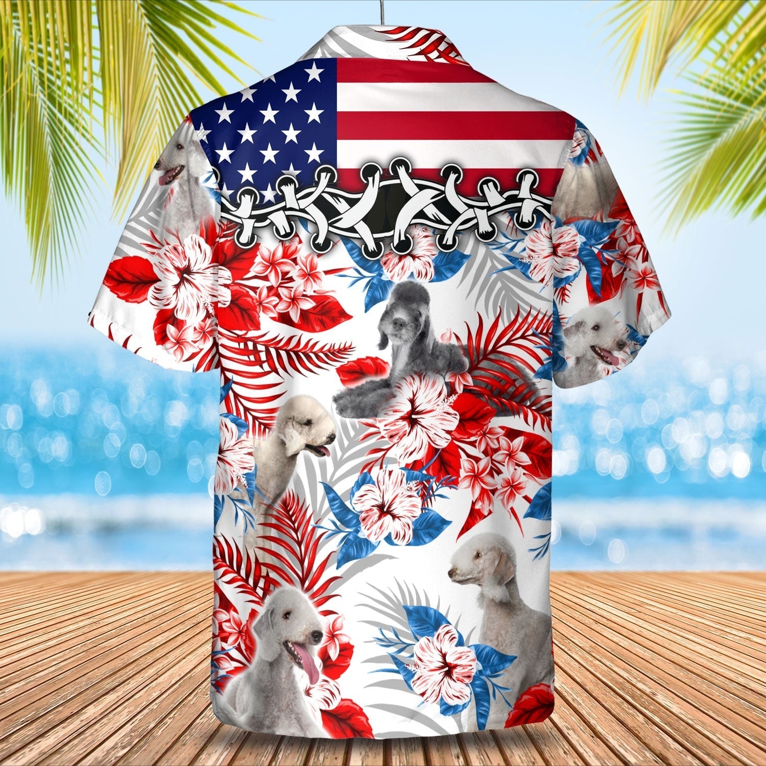 Bedlington Terrier Hawaiian Shirt/ Flower And Dog In Hawaii Aloha Beach Shirts For Men And Woman