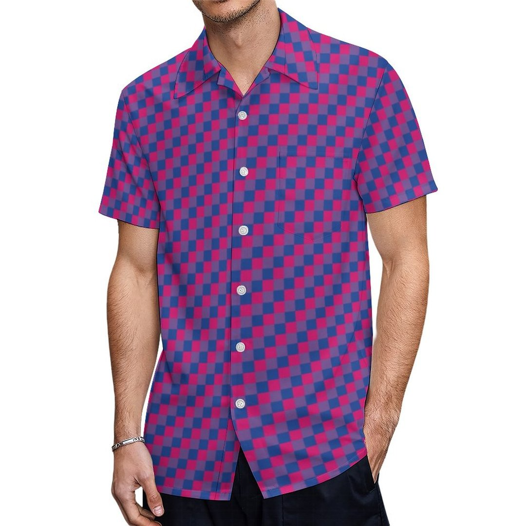 Bisexual Flag Pixels Lgbt Pride Gaymer Hawaiian Vintage Shirt Mens Button Down Plus Size Tropical Hawaii Beach Shirts