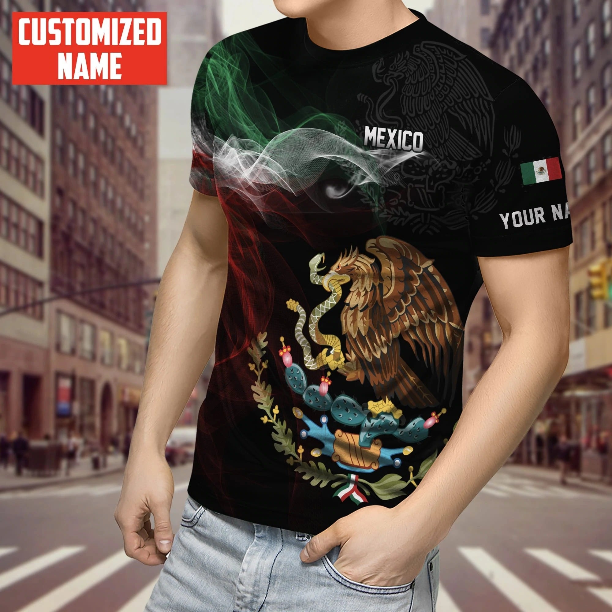 Personalized 3D All Over Printed Mexico Tshirt/ Mexico Shirt/ Mexico Smoke 3D T Shirt/ Mexican Shirts