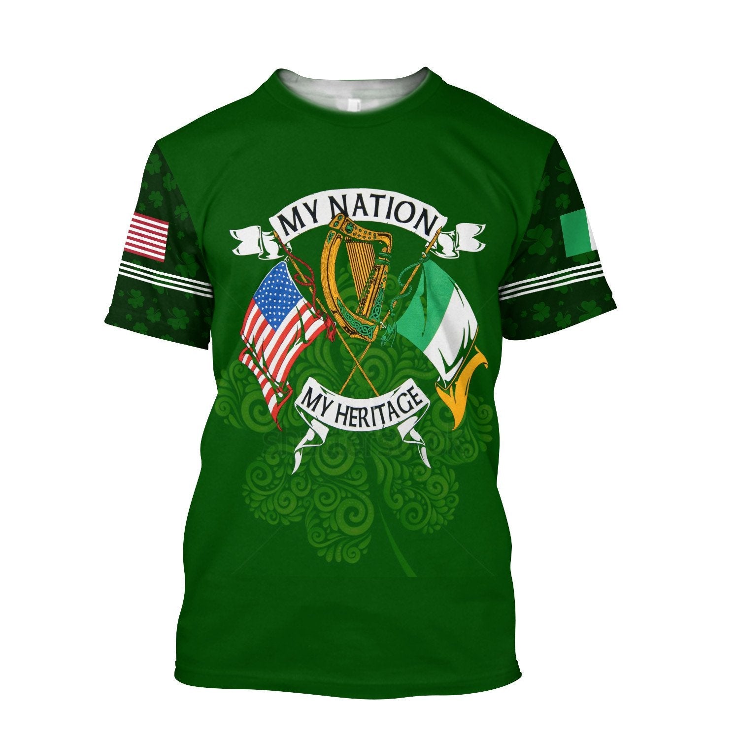 3D All Over Print Irish and American Shirt/ St. Patrick