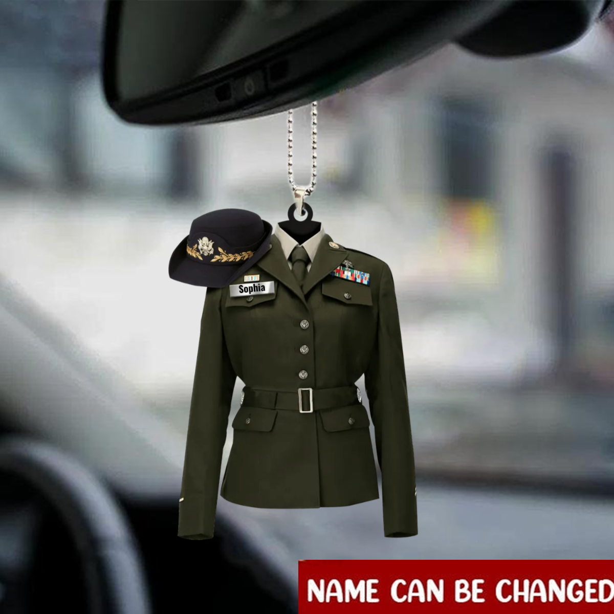Female Army Uniform Personalized Acrylic Ornament/ Female Army Car Ornament