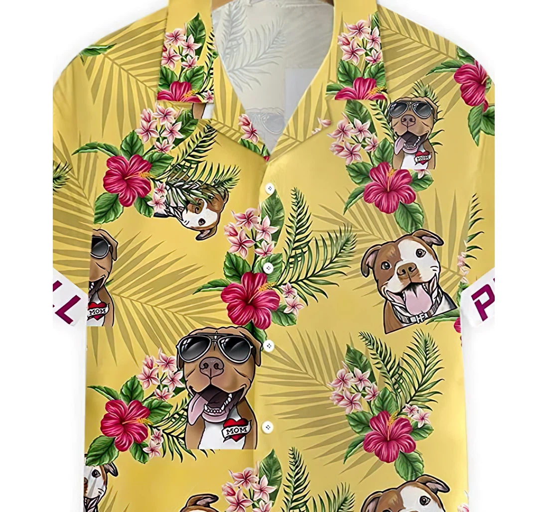 Pitbull Summer Clothes Hawaiian Shirt/ Button Up Aloha Shirt For Men/ Women