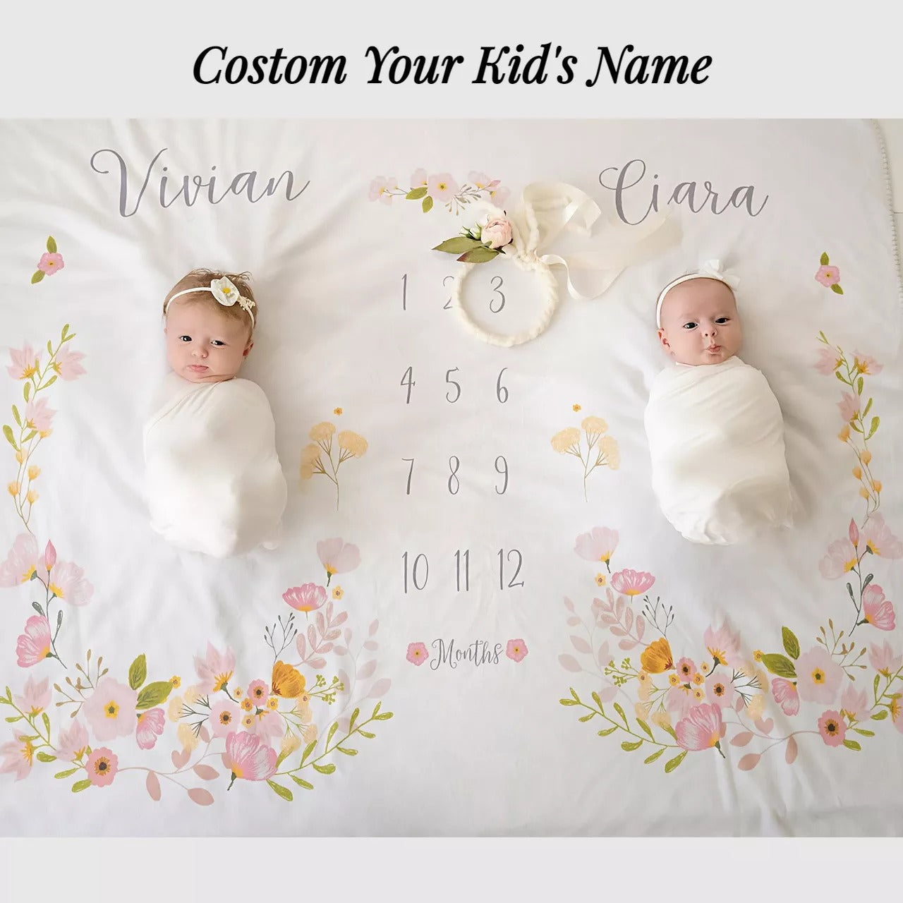 Customized Twins Baby Blanket Fullmonth Twins Boy Twins Girl Fleece Sherpa Soft Cozy Warm Blanket Gift For Twins Newborn
