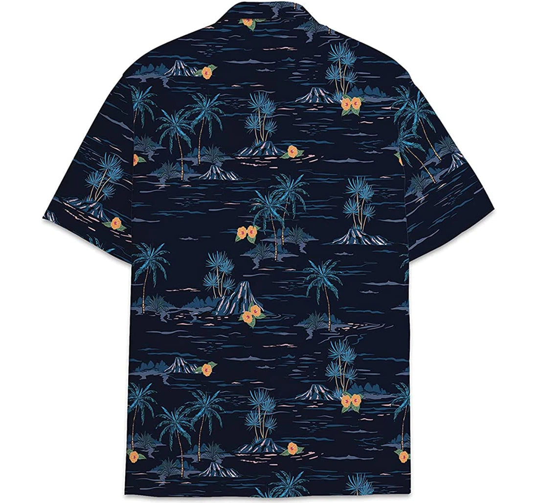 Black Coconut Tree Island Hawaiian Shirt/ Button Up Aloha Shirt For Men/ Women