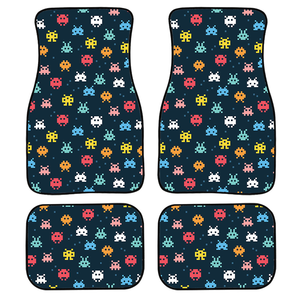 8-Bit Video Game Monsters Pattern Print Front And Back Car Floor Mats/ Front Car Mat