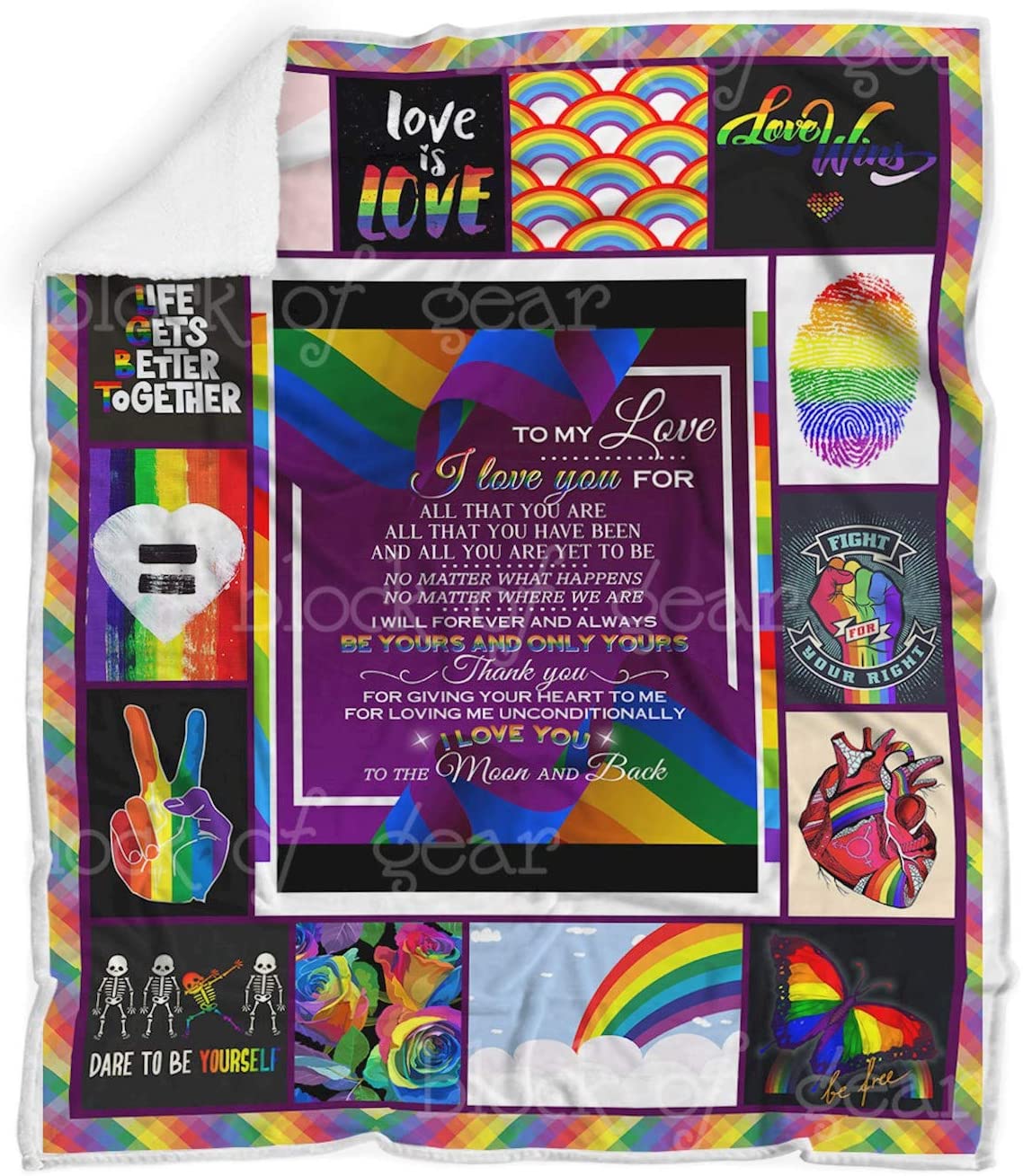 To My Love Lgbt Sofa Blanket/ Adult Sherpa Fleece Throw Blankets For Ally/ Support Lgbt Pride Gift