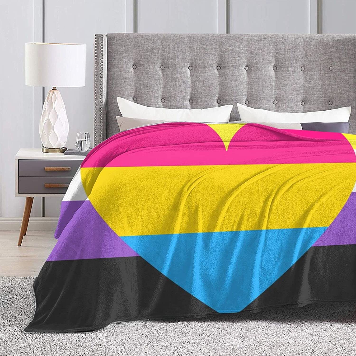 Nonbinary Pan Pride Flannel Fleece Throw Blankets For Bed Sofa Living Room Pride Month Gift To Nonbinary Pansexual