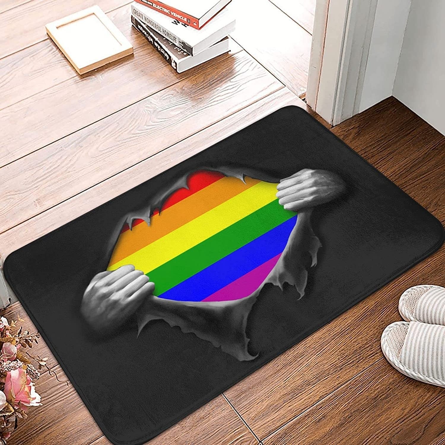 Gay Pride Rainbow Door Mat Durable Doormat Outdoor Indoor Entrance Lgbtq Mat