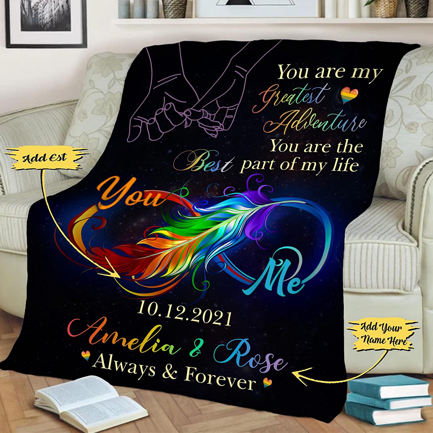Custom Lgbt Blanket For Couple Lesbian/ Gift For Couple Gaymer/ You Are The Best Party Of My Life Blankets