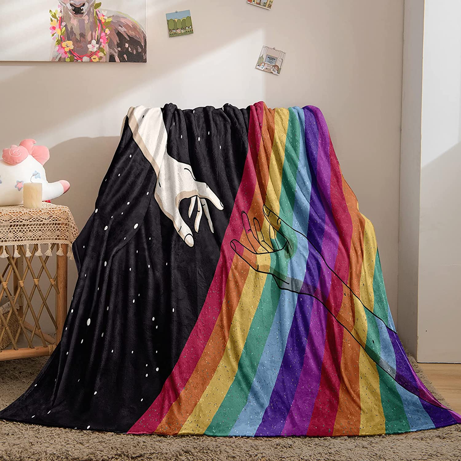 Pride Blanket Lgbt Throw Blanket Bisexual Flannel Fleece Throws Blanket Soft Lightweight Blanket For Gay Man