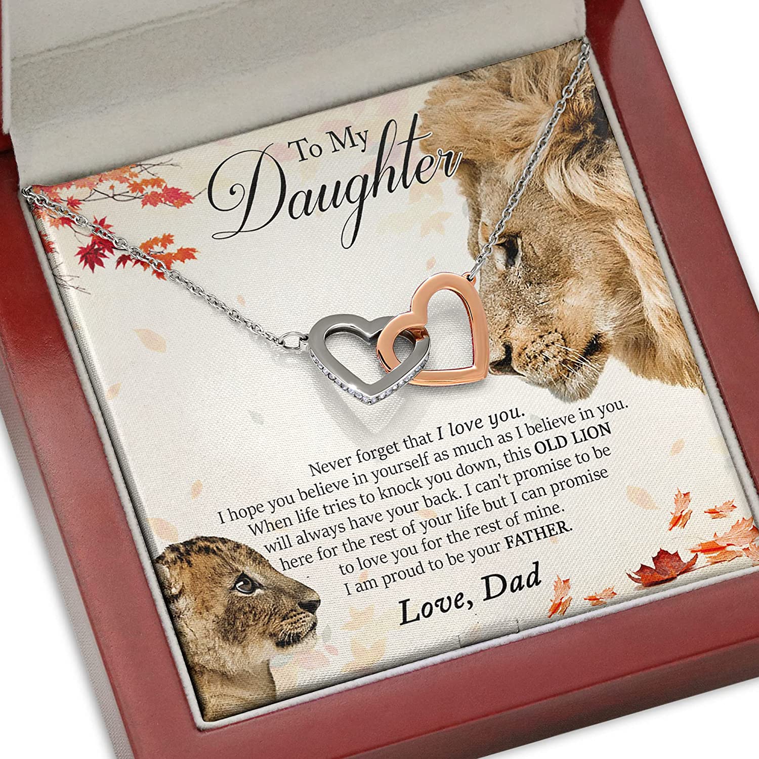 Gifts to My Daughter Necklace/ This Old Lion Will Always Have Your Back/ Daughter Necklace From Dad/ Father