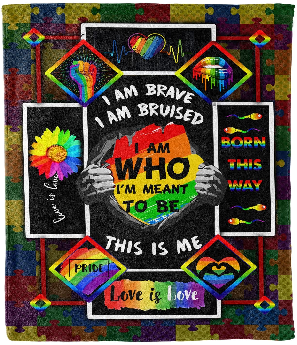 Lgbt Gay Lesbian Pride Blanket/ I Am Who I