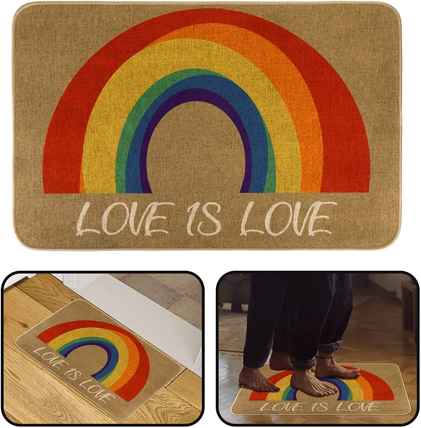 Welcome  Rainbow Pride Door Mat/ Pride Day Decorative Doormat/ Floor Mat For Kitchen Bedroom Pride Home Decor