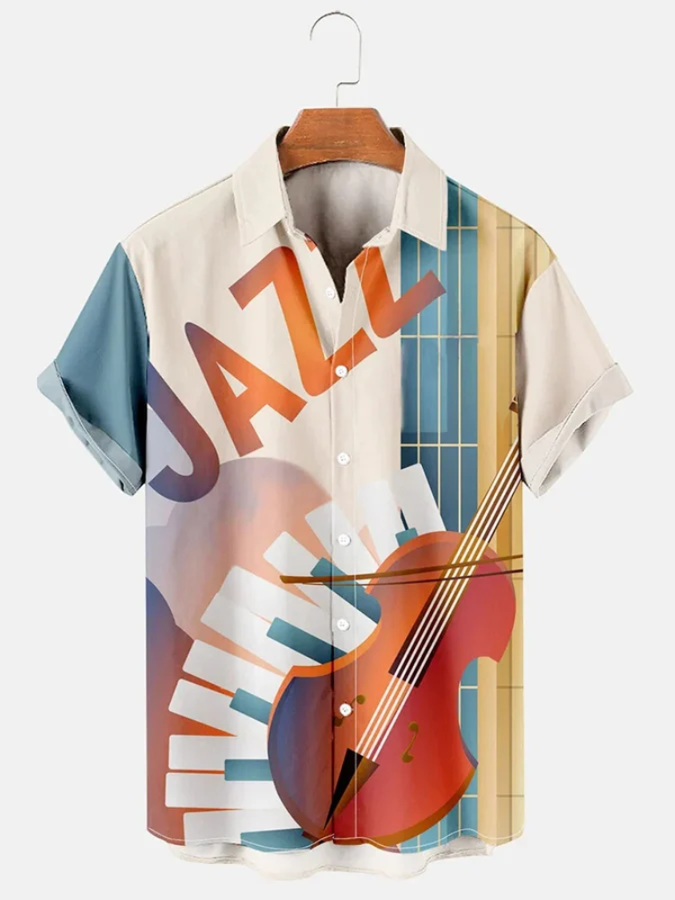 Leisure Vacation Music Musical Instrument Printing Men''S Shirt