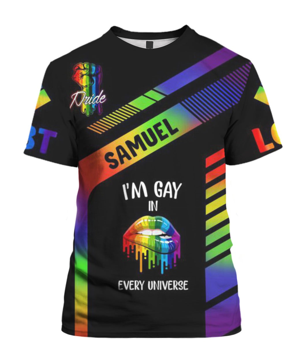 Personalized Rainbow Striped 3D Tee Shirt/ Full Print Shirt For Pride/ Don