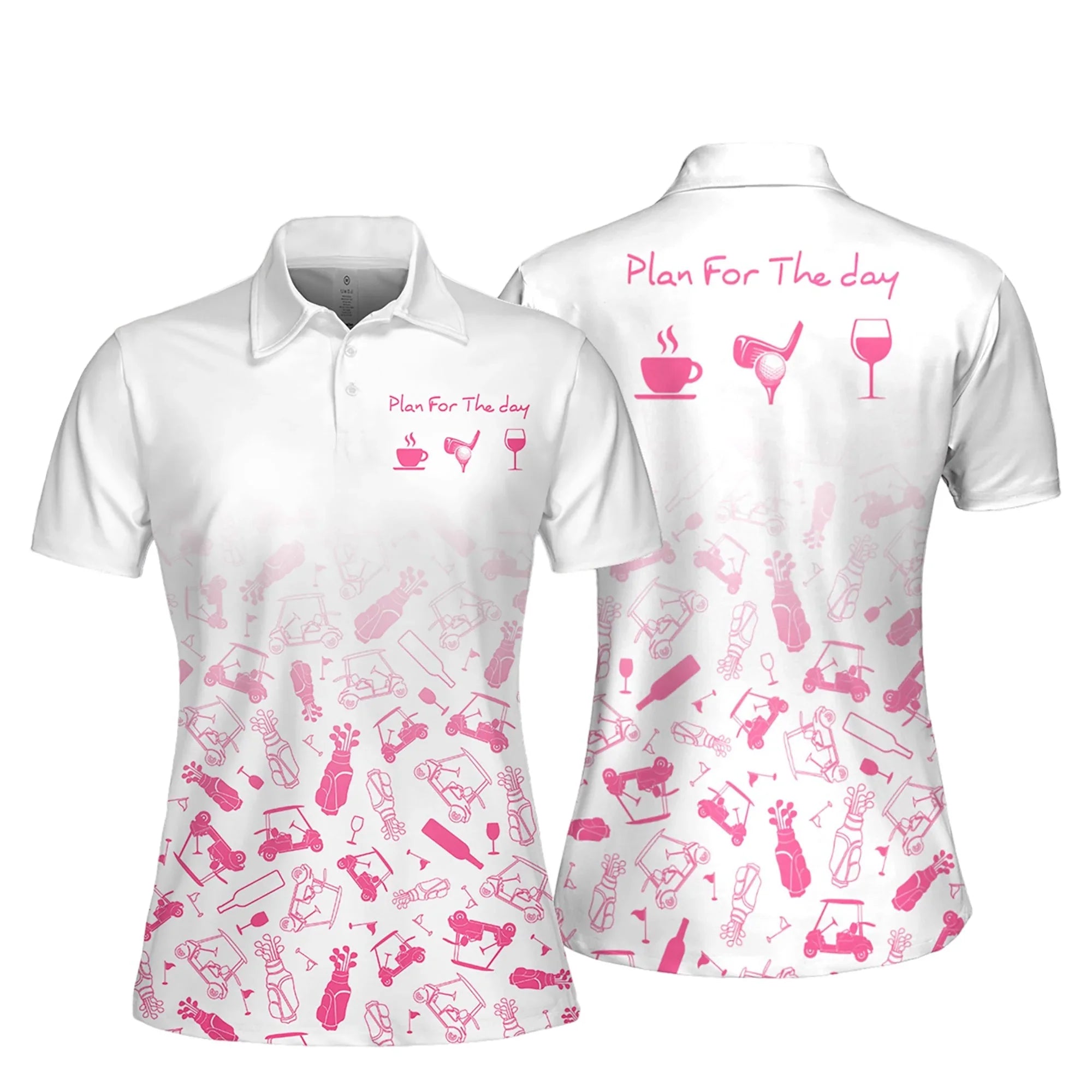 Plan For The Day Seamless Golf Pattern Women 3D Short Sleeve Polo Shirt/ Sleeveless Polo Shirt