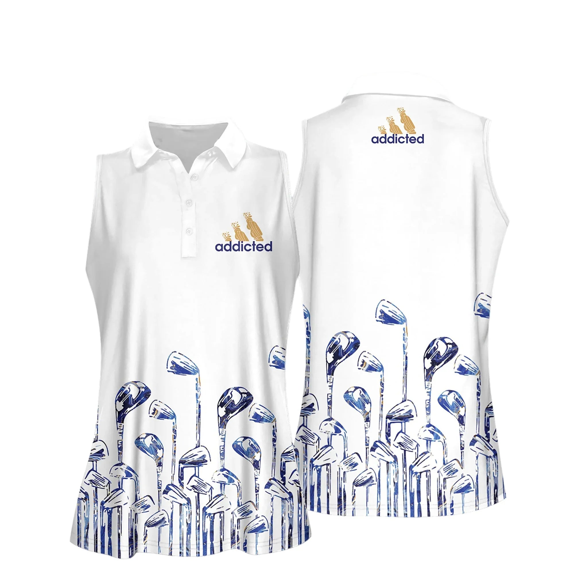 Golf Club Addicted Women Short Sleeve Polo Shirt/ Sleeveless Polo Shirt
